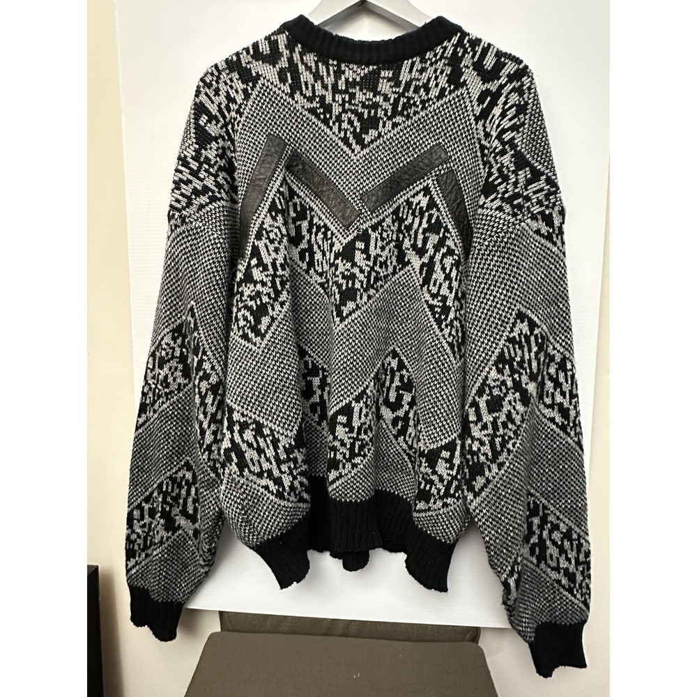 Vintage Mister Man Sweater XLT  Black white leather sweater